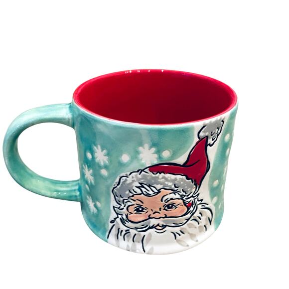 2pc Eli+Ana Christmas Mugs Green Smiling Sammy Santa Ceramic 2023 16oz Holiday - Picture 9 of 15